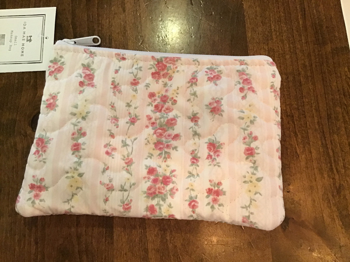 Wilshire Stripe Pink Quilted Makeup Bag