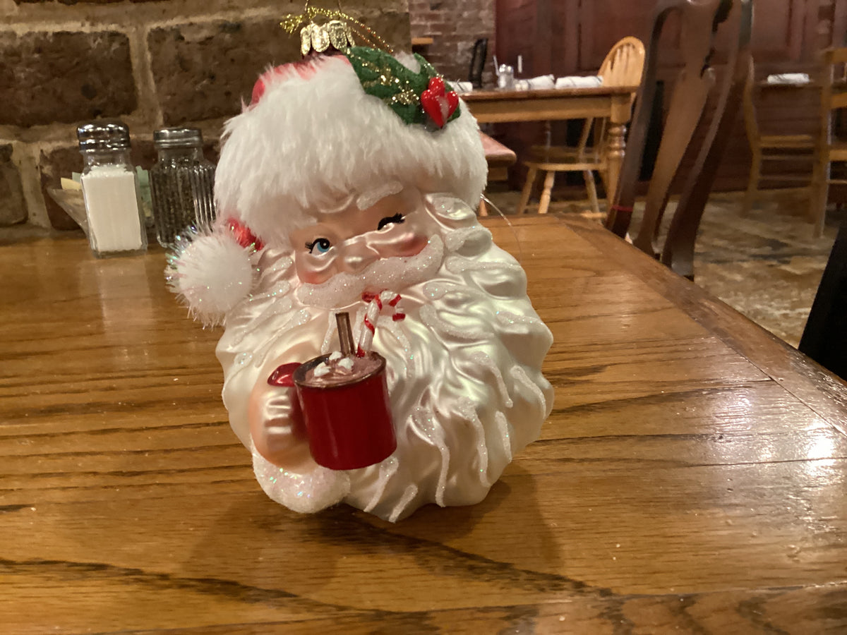 5.25" Santa Drinking Cocoa Ornament