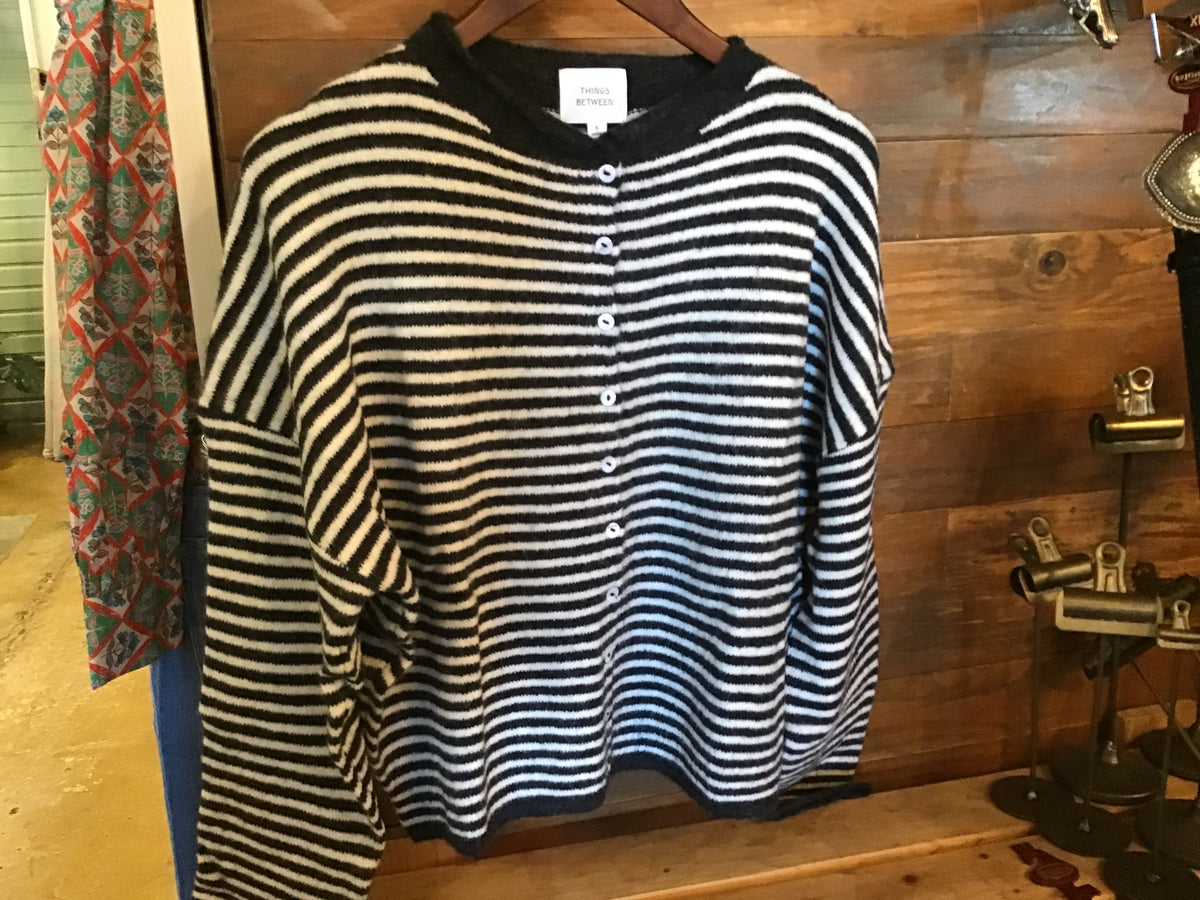 Charcoal Piper Cardigan mini stripe