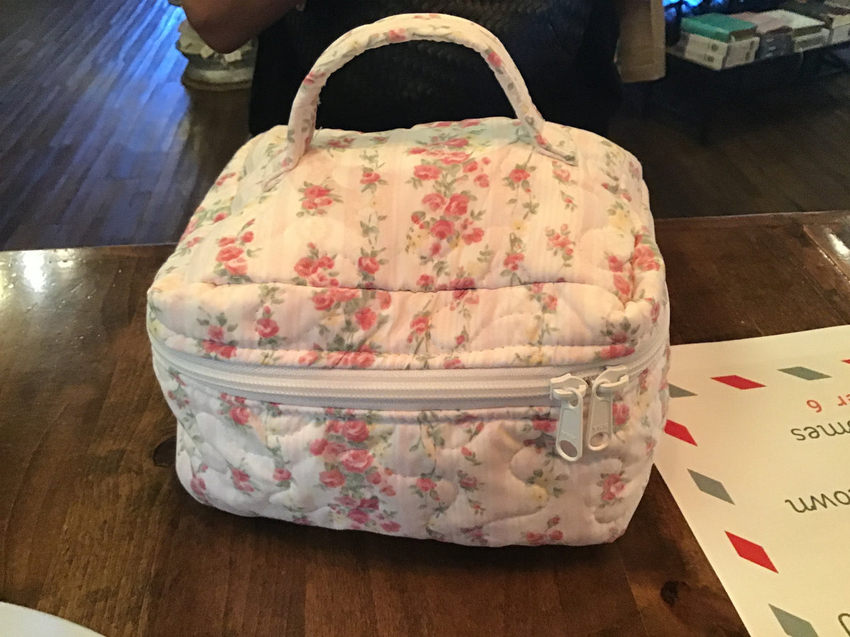 Wilshire Stripe Pink Quilted Travel Case