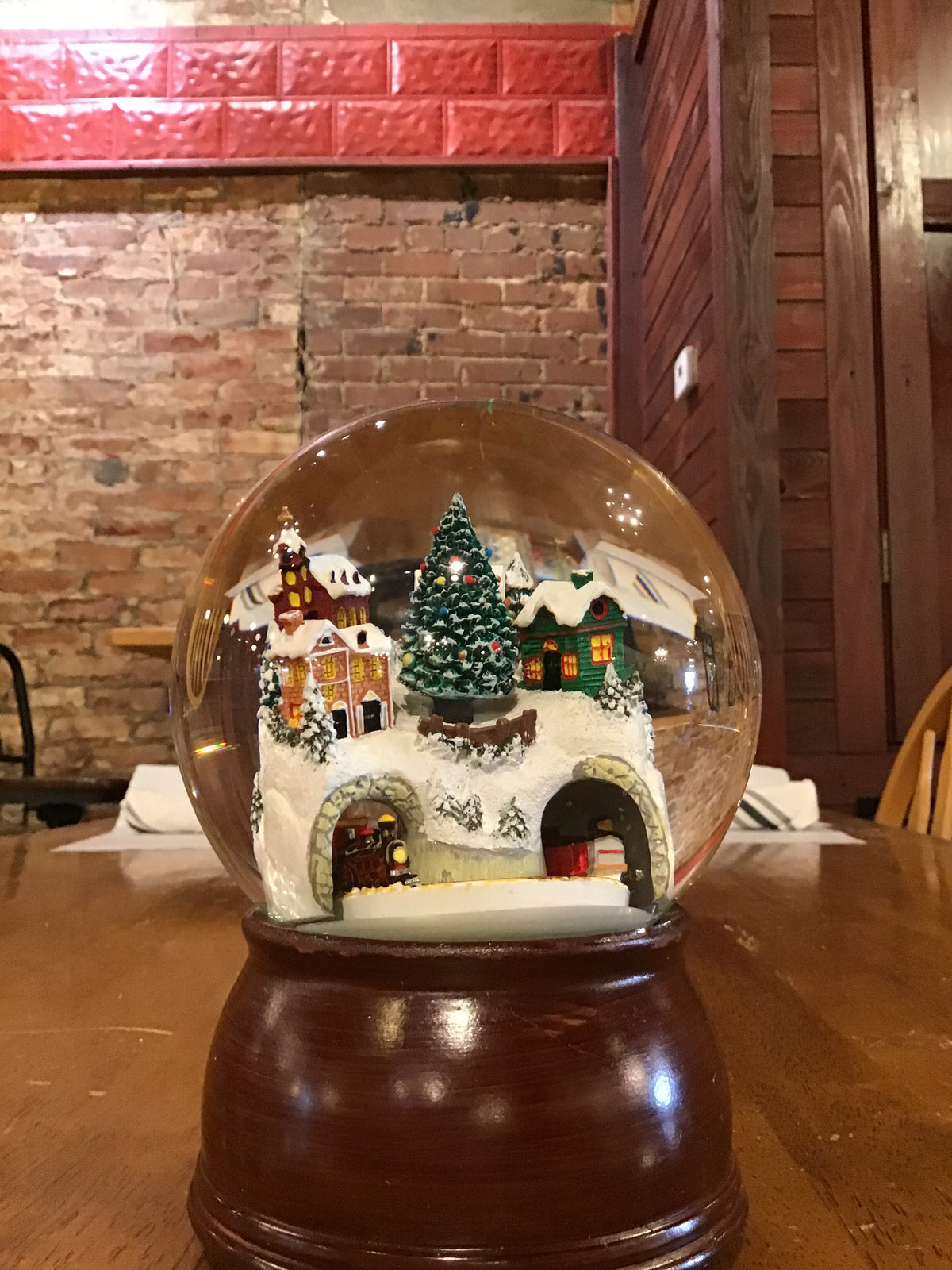 6.5 House and Train Musical Water Globe