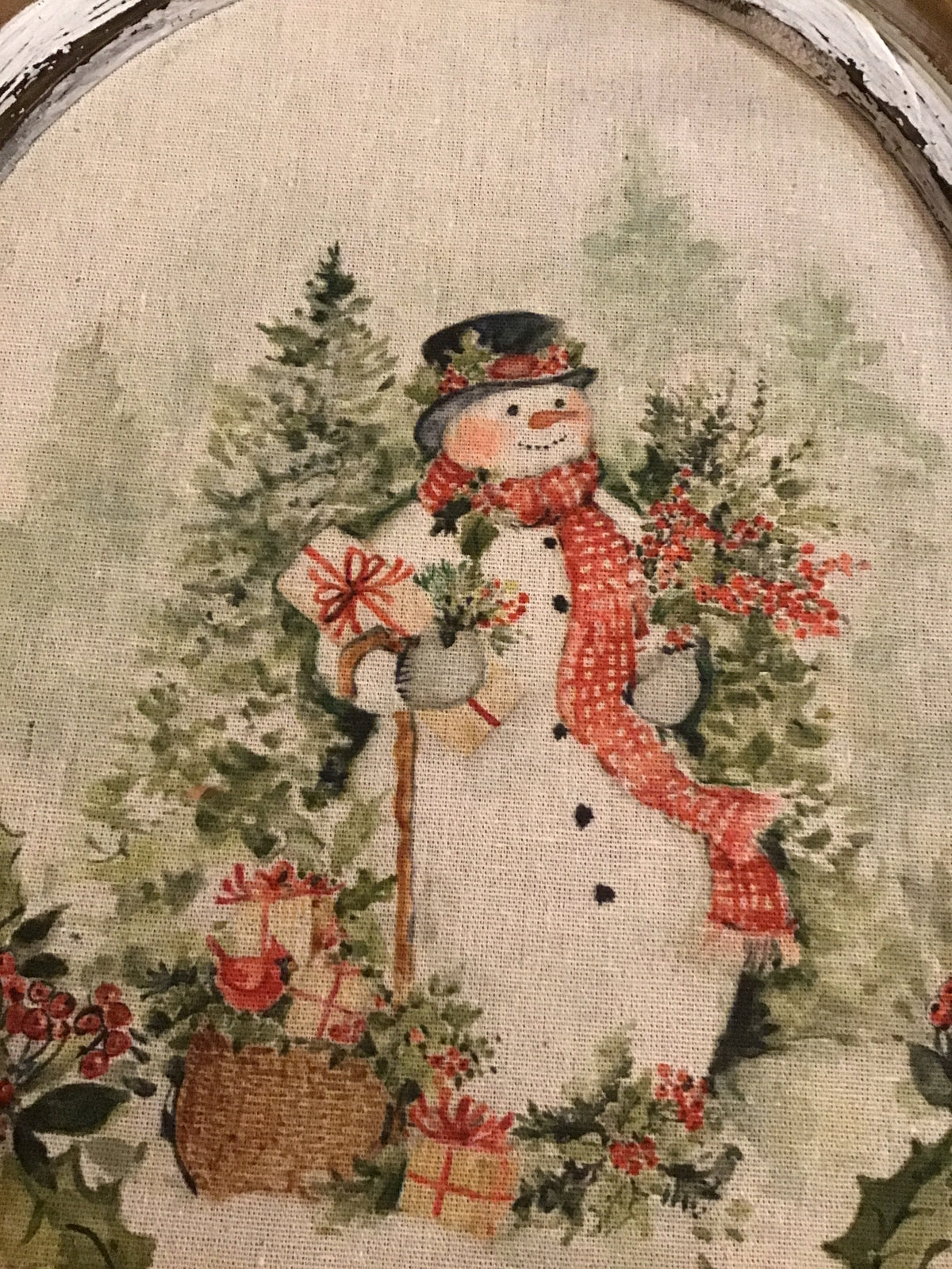 16.5" Watercolor Holiday Snowman Framed Wall Art