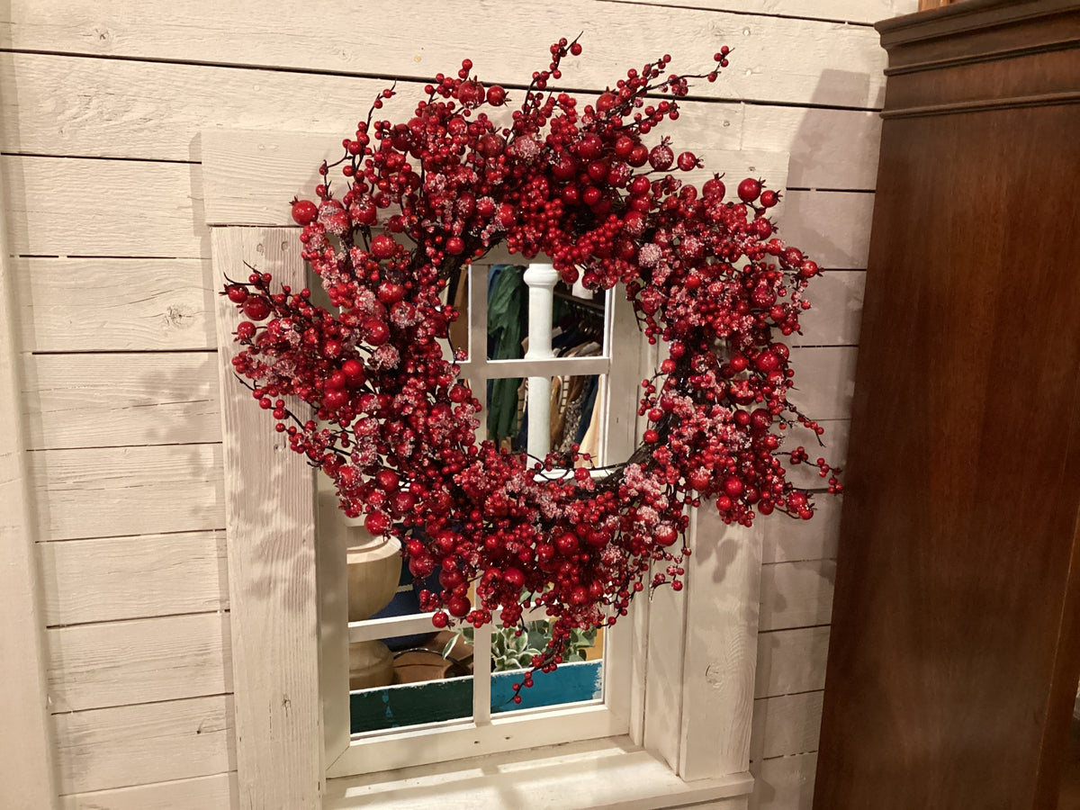 22" Flocked Berry Wreath
