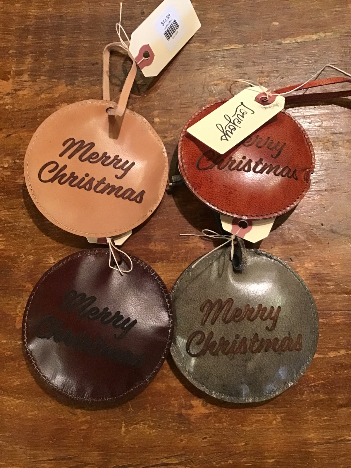 Leather Merry Christmas Ornament