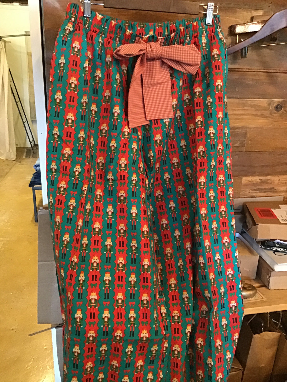 Red Holiday Toy Soldier Printed Cotton Poplin PJ Pants