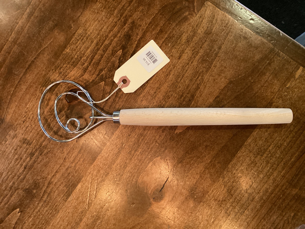 Danish Dough Whisk - Stainless Steel and Wood