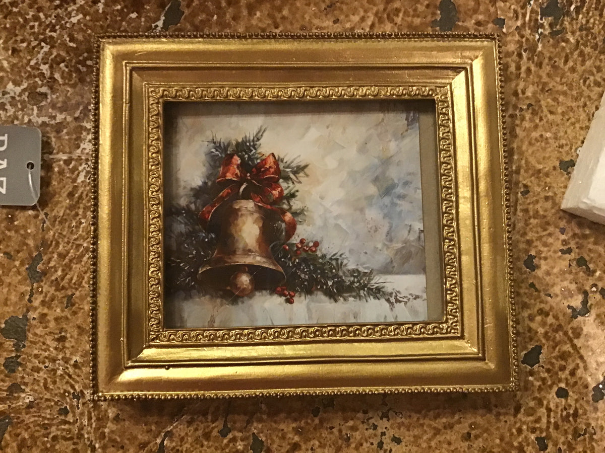 6" Traditional Winter Holiday Scene Framed Art