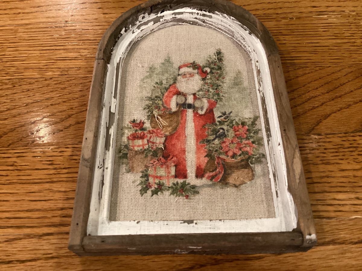 7.5 Watercolor Holiday Santa Framed Ornament