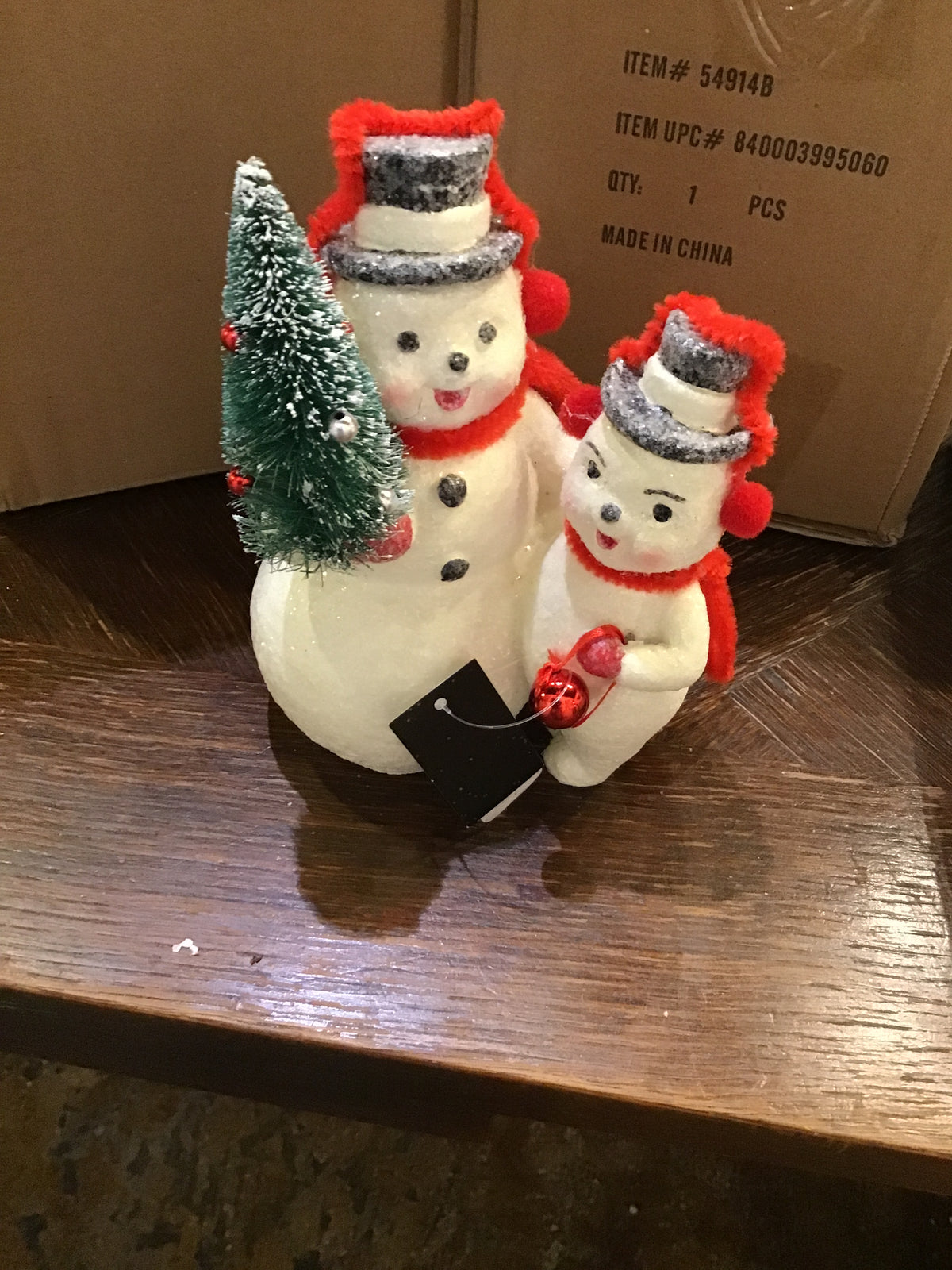 Glittered Snowmen w Red Scarves