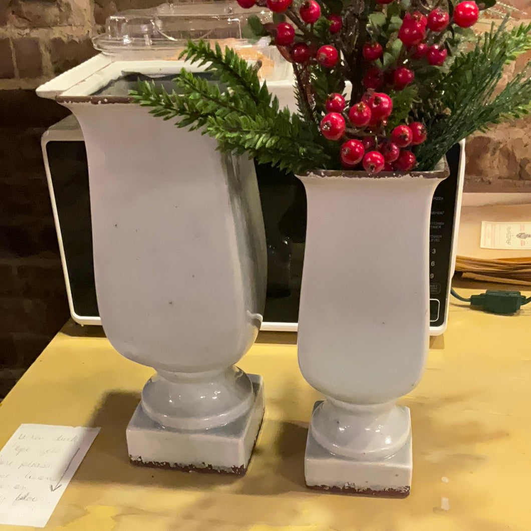 White fluted vase large