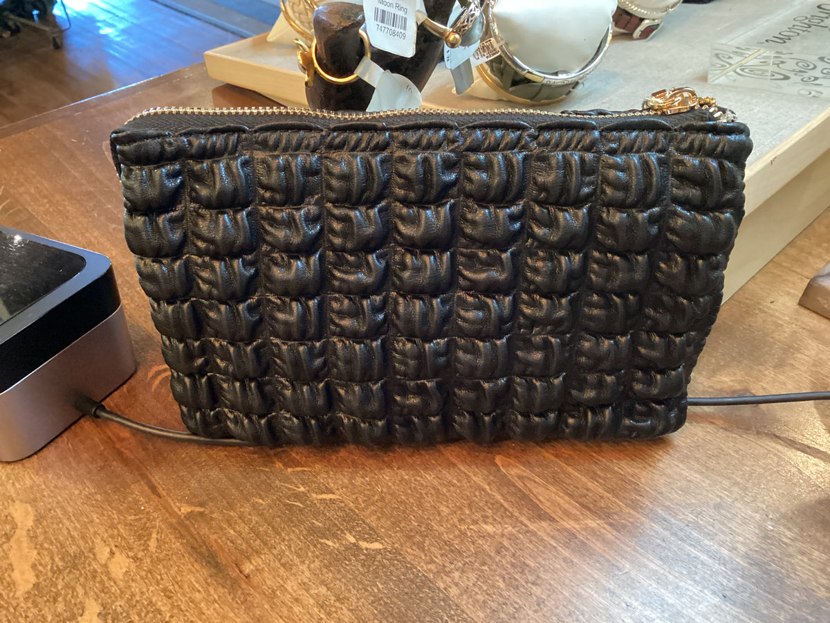 Riley Bubble Puffer Crossbody/ Wristlet - Black