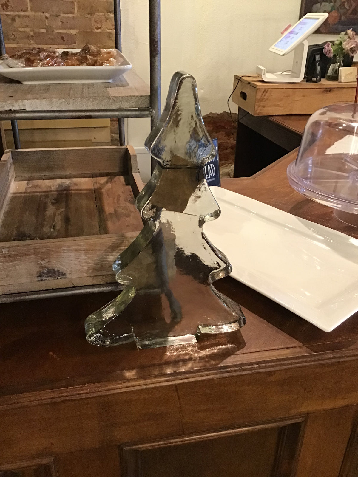 Clear Glass Christmas Tree, 7"L x 1"W x 11"H