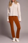 Cream Crew Neck Sweater w/ Puff Sleeve