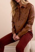 Gingerspice Button Front PU Jacket