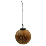 Hand Painted Glass Ball Ornament w Etched Trees and Trees, 2 Styles