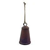 6 1/" Metal Bell Ornament w Jute Hanger, Distressed Rust