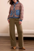 Mix Media Plaid Jacket w/ Denim Inserts