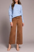 Walnut High Rise Fly Front Palazzo